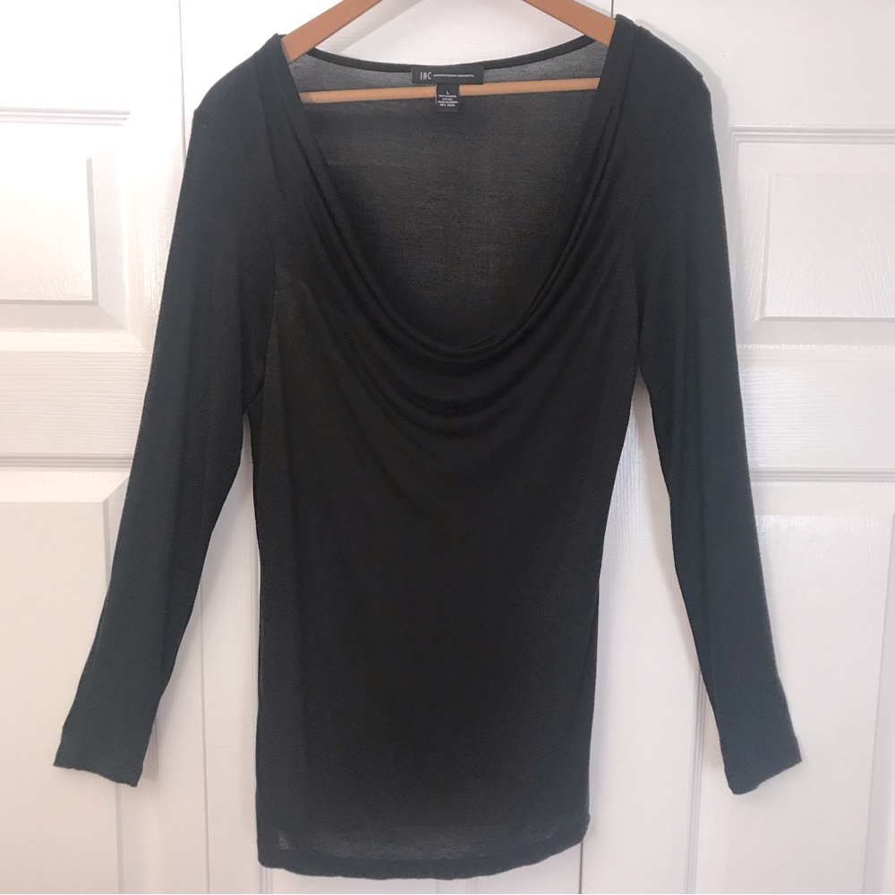 EUC INC International Concepts Swoop Neck Top/ Large/ Black/ 100% Modal Rayon